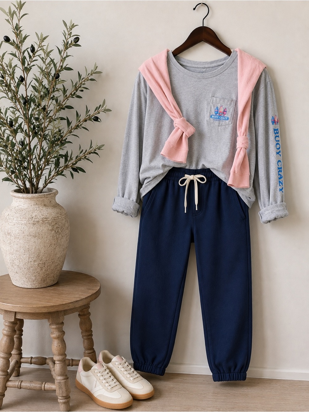 Vineyard Vines Buoy Crazy Long Sleeve Pocket Tee | Gray | Large